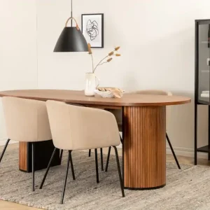 Säker betalning Venture Home Biana Matgrupp 200 cm Oval inkl 4 Berita Stolar Valnöt/Beige/Svart - Möbler
