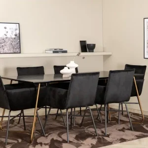 Venture Home Pipi Matgrupp 190 cm inkl 6 Pipi Stolar Svart/Koppar - Möbler Billig