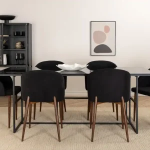 Snabb frakt Venture Home Matgrupp Leria 200 cm inkl 6 Kullersbro Stolar Glas/Svart/Brun - Möbler