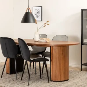 Venture Home Biana Matgrupp 200 cm Oval inkl 4 Emsa Stolar Valnötsbrun/Ljusgrå/Svart - Möbler Kampanj