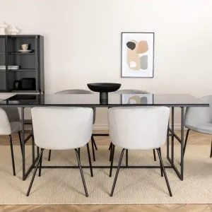 Rabatter Venture Home Leifa Matgrupp 200 cm inkl 6 Berita Stolar Svart/Grå - Möbler