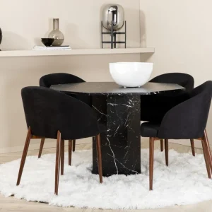 Venture Home Marbs Matgrupp 110 cm Rund inkl 4 Kullersbro Stolar Svart/Brun - Möbler risnedsättning