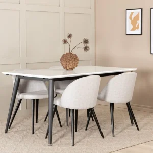 Billigare Venture Home Jimms Förlängningsbar Matgrupp 150 cm inkl 4 Sedavi Stolar Vit/Svart/Grå - Möbler