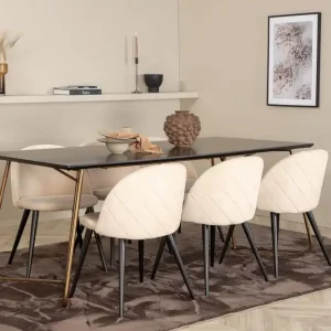 Rea Venture Home Pipi Matgrupp 190 cm inkl 6 Velvets Stolar Svart/Koppar - Möbler