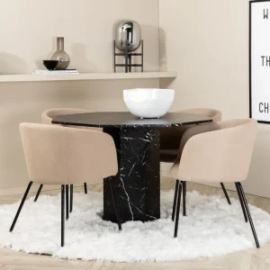 Sänkt pris Venture Home Marbs Matgrupp 110 cm Rund inkl 4 Berita Stolar Svart/Beige - Möbler