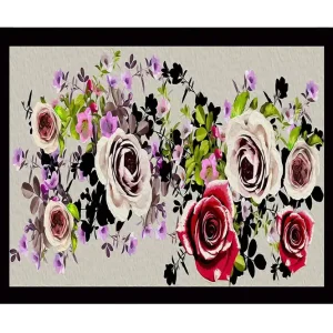 Trygg betalning Inramad Canvastavla i trä - 41x56 cm - Färgrik bukett av rosor och blommor - Inredning & dekor