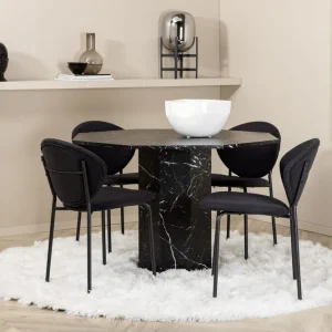 Erbjudande Venture Home Marbs Matgrupp 110 cm Rund inkl 4 Moncoll Stolar Svart - Möbler