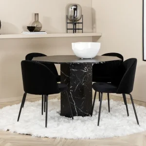 Venture Home Marbs Matgrupp 110 cm Rund inkl 4 Foyos Stolar Svart - Möbler Rabatt