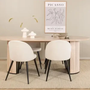 Venture Home Biana Matgrupp 200 cm Oval inkl 4 Valera Manchesterstolar Beige/Svart/Beige - Möbler Nyhet