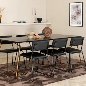 Säker betalning Venture Home Pipi Matgrupp 190 cm inkl 6 Kenth Stolar Svart/Koppar - Möbler