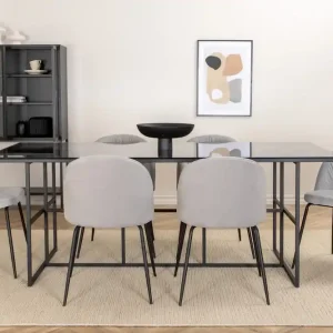 Venture Home Matgrupp Leria 200 cm inkl 6 Foyos Stolar Glas/Svart/Grå - Möbler Rabatter