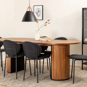 Handla nu Venture Home Biana Matgrupp 200 cm Oval inkl 6 Moncoll Stolar Valnöt/Svart - Möbler