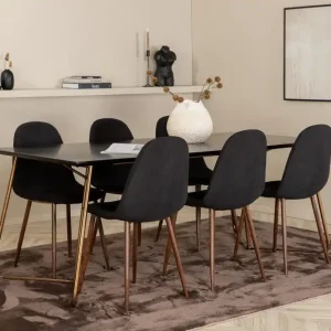 Endast denna vecka Venture Home Pipi Matgrupp 190 cm inkl 6 Pontus Stolar Svart/Koppar/Brun - Möbler