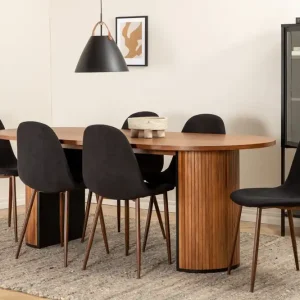Kampanjpris Venture Home Biana Matgrupp 200 cm Oval inkl 6 Pontus Stolar Valnötsbrun/Svart - Möbler