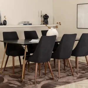 Venture Home Pipi Matgrupp 190 cm inkl 6 Campomar Stolar Svart/Koppar/Brun - Möbler Köp nu