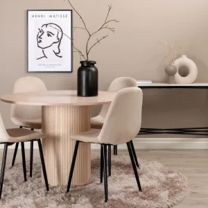 Venture Home Biana Matgrupp 100 cm Rund inkl 4 Pontus Stolar Beige/Svart - Möbler risnedsättning