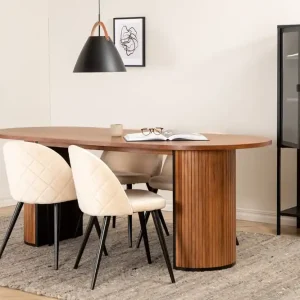 Outlet Venture Home Biana Matgrupp 200 cm Oval inkl 4 Velvets Stolar Valnötsbrun/Svart - Möbler