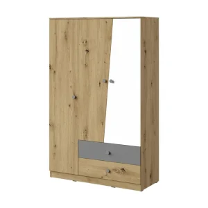 Nero Garderob 120 cm Natur/Vit/Grå - Förvaring Fynd
