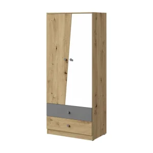 Nero Garderob 80 cm Natur/Vit/Grå - Förvaring Reapris