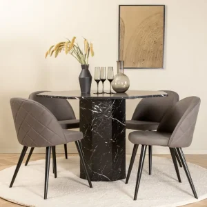 Fynd Venture Home Marbs runt matbord med 4st Velvet matstol - Möbler