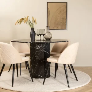 Venture Home Marbs runt matbord med 4st Velvet matstol - Möbler Nyhet