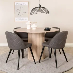 Venture Home Bianca runt matbord med 4st Velvet matstol - Möbler Beställ nu