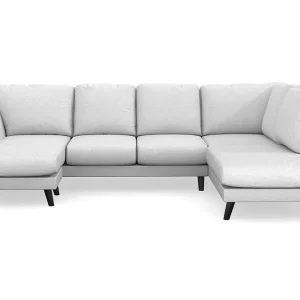 Rea Scandi Days Trend Lyx 4-sits Vänstervänd U-formad Soffa med Divan och Schäslong i Tyg Ljusgrå - Möbler