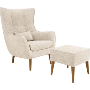 Concept 55 Fåtölj LORD med fotpall Beige - Möbler Lägg i varukorgen