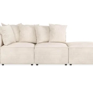 Andrarum Cubo 3-sits Djup Modulsoffa + Fotpall i Manchester Beige - Möbler Begränsat antal
