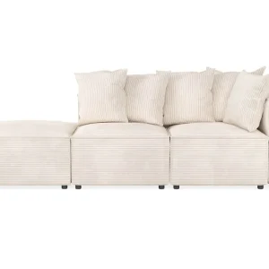 Andrarum Cubo 3-sits Djup Modulsoffa + Fotpall i Manchester Beige - Möbler Nedsatt pris