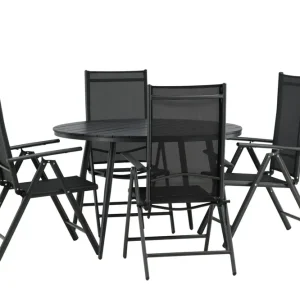 Venture Home Break Matgrupp Utomhus Rund 120cm + 4 Break Positionsstol Svart - Utemöbler & utemiljö Snabb leverans