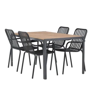 Begränsat antal Venture Home Break Matgrupp Utomhus 150 cm + 4 st Peking Karmstolar Svart/Brun - Utemöbler & utemiljö