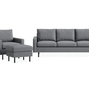 Beställ idag Scandinavian Choice Peppe Soffgrupp 3-sits Soffa + Fåtölj + Fotpall i Tyg Ljusgrå - Möbler
