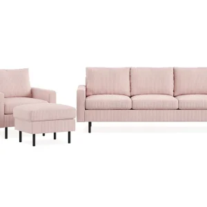Kampanjpris Scandinavian Choice Peppe Soffgrupp 3-sits Soffa + Fåtölj + Fotpall i Manchester Rosa - Möbler