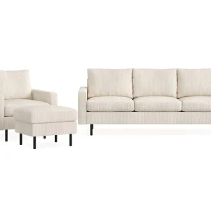 Fri frakt Scandinavian Choice Peppe Soffgrupp 3-sits Soffa + Fåtölj + Fotpall i Manchester Beige - Möbler
