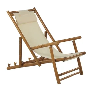 Solstol 2 st ljust trä/beige ATRANI - Utemöbler Populär