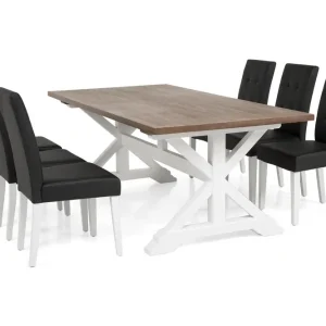 Populärt val Bloomington Lyon Förlängningsbar Matgrupp 200 cm med 6 Viktor Stol Natur/Vit/Svart - Möbler
