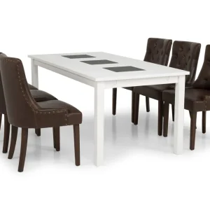 Kampanjpris Basic Home Jasmin Matgrupp 180 cm med 6 Tuva Fåtölj Vit/Brun PU - Möbler