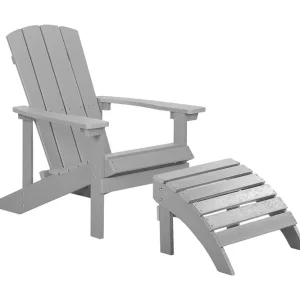 Trädgårdsstol med fotpall ljusgrå ADIRONDACK - Utemöbler Outlet