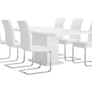 Concept 55 Ratliff Matgrupp 180 cm + 6 Sorado Stol Vit/Krom - Möbler Begränsat antal