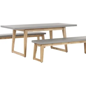 Trädgårdsmöbelset av Utebord och 2 Bänkar Utomhus grå ORIA - Utemöbler risnedsättning