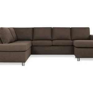 Basic Home Crazy 4-sits Vänstervänd U-formad Large Soffa med Divan och Schäslong i Tyg Brun - Möbler Extra rabatt
