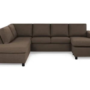 Snabb leverans Basic Home Crazy 4-sits Vänstervänd U-formad Large Soffa med Divan och Schäslong i Tyg Brun - Möbler
