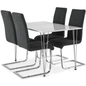 Begränsad tid Kronblom Matgrupp 120 cm med 4 Cibus Stol Vit/Krom/Grå - Möbler