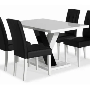 Scandinavian Choice Cesi Matgrupp 140 cm med 4 Viktor Stol Vit/Svart/Svart PU - Möbler Säker betalning