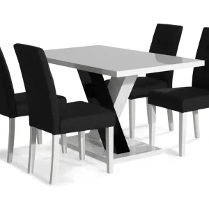 Populär Scandinavian Choice Cesi Matgrupp 140 cm med 4 Viktor Stol Vit/Svart/Svart PU - Möbler