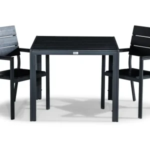 Köp nu Venture Home Tunis Matgrupp Utomhus 90x90 + 2 Stapelstolar Svart - Utemöbler & utemiljö