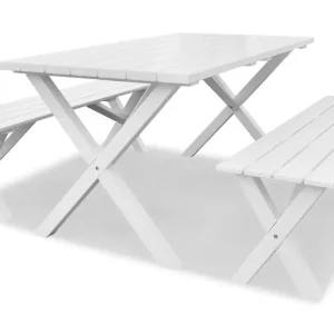 Trygg betalning KWA Matgrupp Scottsdale 150 cm + 2 Bänkar 140 cm Vit KWA - Utemöbler & utemiljö