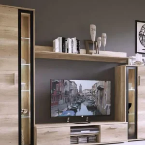 Scandinavian Choice Olerum TV-möbelset Ek/Svart/Led-Belysning - Möbler Bästa pris