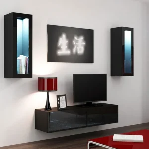 Expressleverans Vasil TV-möbelset 210x40x180 cm Svart/Vit - Möbler